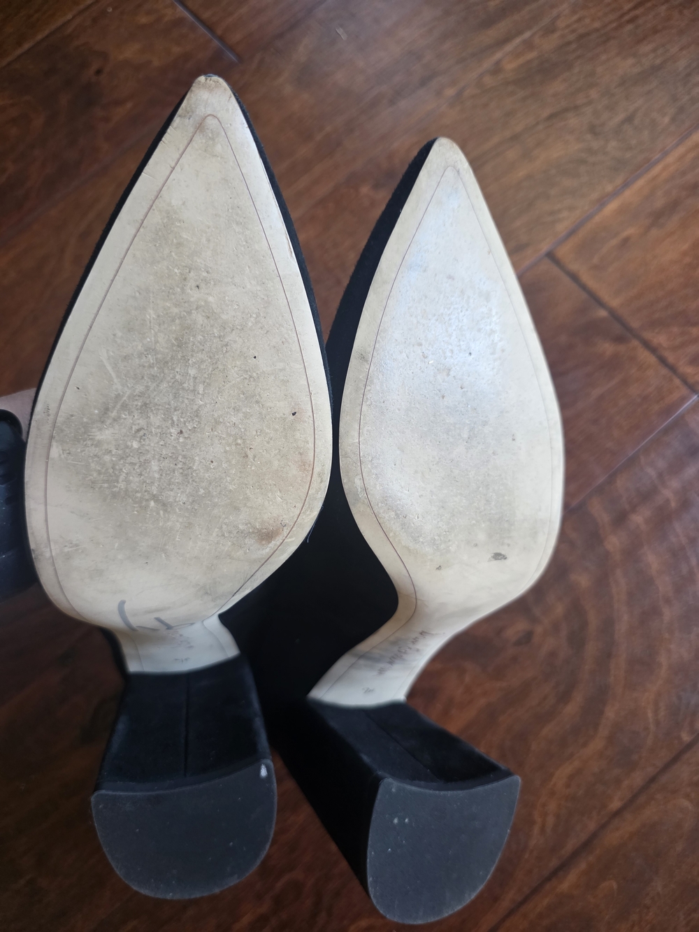 Sam Edelman Halston Black Suede Pointed Toe Block Heel Pumps - Size 9.5 - Picture 10 of 12